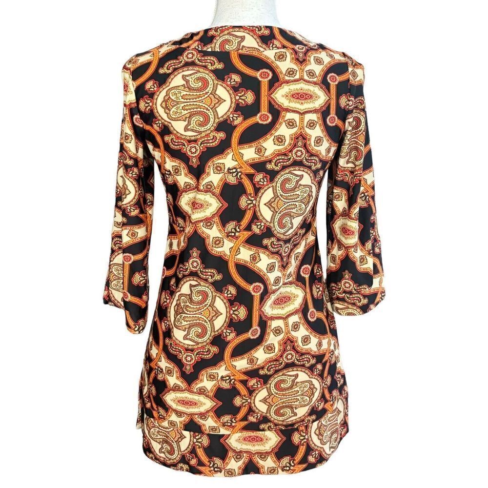 Jude Connally Tunic Top Size Extra Small Paisley Black Psycadellic 70's Retro - Picture 2 of 13
